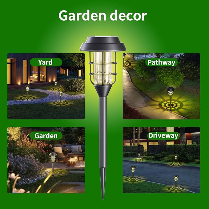 Solar Lights Outdoor Waterproof for Yard, 6 Pack Solar Pathway Lights Outdoor Lawn Lights Solar Powered Outdoor Lights LED Landscape Lighting Solar Garden Lights for Patio, Outside, Driveway, Walkway