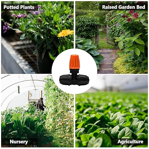 24 Pcs Upgraded Micro Spray Irrigation Drippers for 1/4" Drip Tubing, Adjustable Three-Way Atomizing Nozzle Irrigation Emitters Tee Misting Drippers for Drip Sprinkler Systems