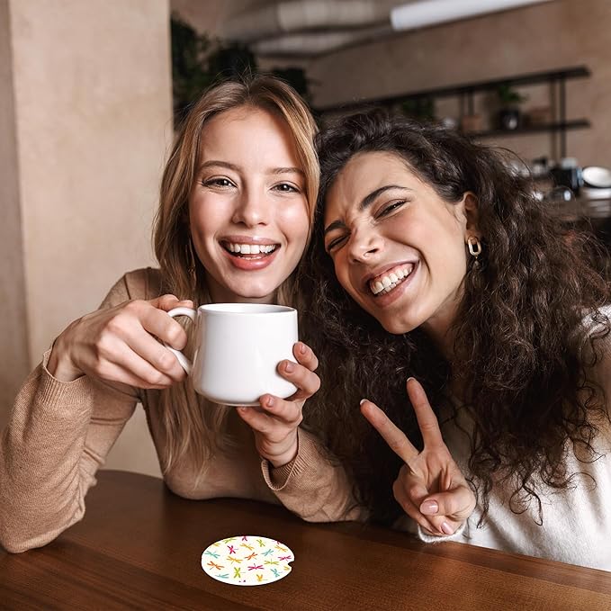 Colorful Dragonfly Car Coasters,Ceramic Absorbent Cup Holders with Finger Notch & Cork Base Car Assecories for Women/Men 2.6"(2 Pieces)