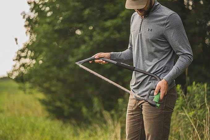 Hooyman Bow Saw with Heavy Duty Construction, Ergonomic No-Slip H-Grip Handle, Impulse-Hardened Teeth, SK5 Steel Blade, and Blade Tension Knob for Land Management, Yard Work, Gardening, and Outdoors