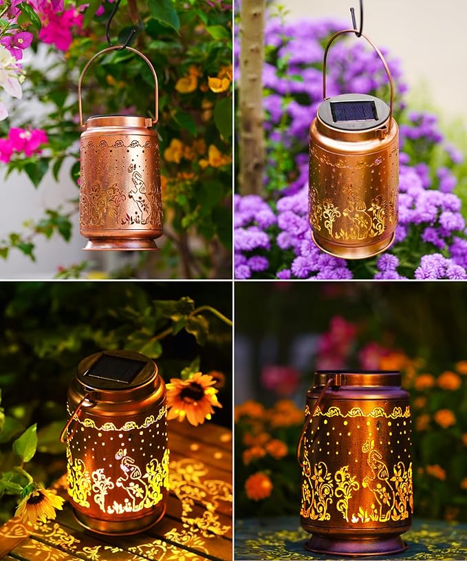 Nacome Elephant Solar Lantern for Garden Decor: Waterproof Hanging Metal Decoration with LED Lights for Yard Lawn Porch Patio Landscape Pathway โ Birthday Gifts for Mom Grandma Women