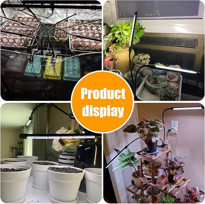 Grow Lights for Indoor Plants, 168 LEDs Clip Plant Lights, Full Spectrum LED Plant Growing Lamps with Flexible Gooseneck 4/8/12/18H Timer, 3 Spectral Modes, 10 Dimmable Levels, 2 Pack