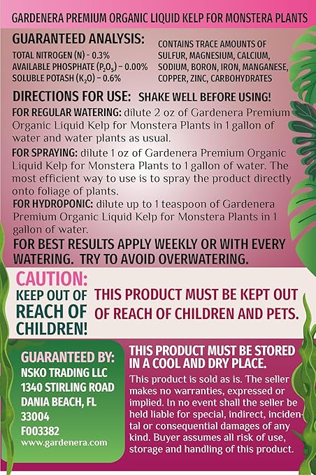 Monstera Plant Superfood - 8 oz - Organic Liquid Kelp Fertilizer for Stunning Growth and Vibrant Foliage