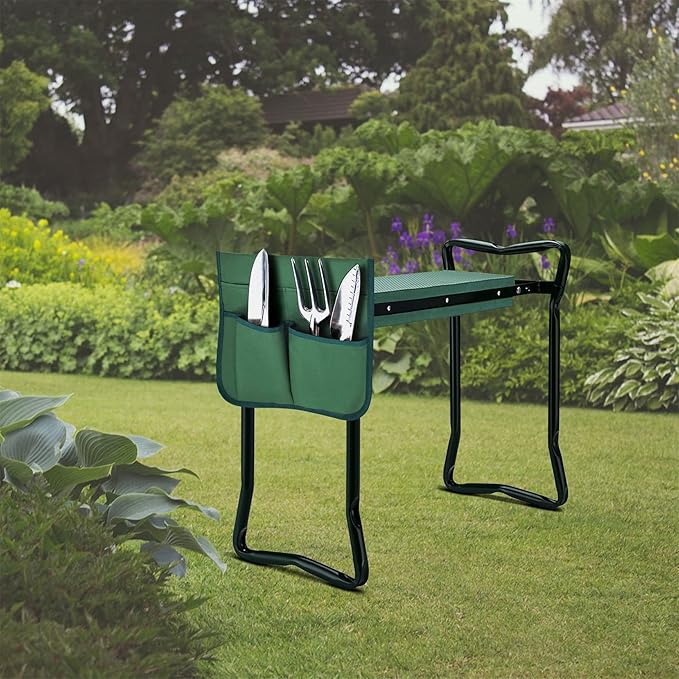 Garden Kneeler Seat Gardening Stool Garden Bench Foldable Portable Garden Knee Stools with Tool Bag Pouch Soft EVA Foam Kneeling Pad