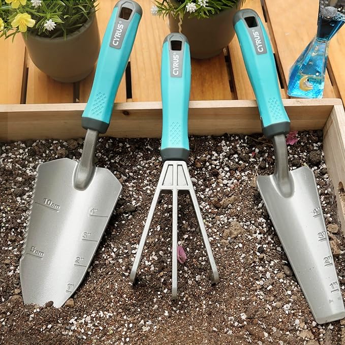 Garden Tool Set for Gardening Aluminum Alloy 3Pcs Trowel Transplanting Shovel for Digging - CYRUS