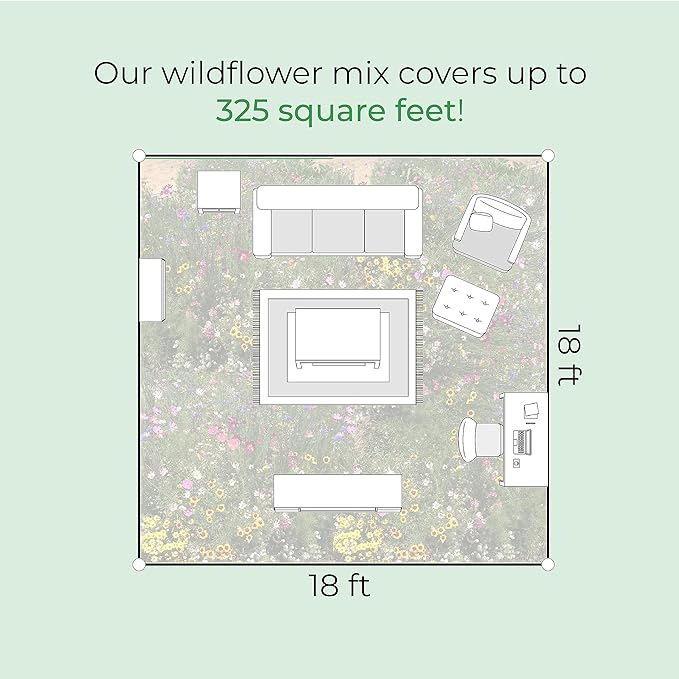 Bee and Butterfly Wildflower Seed Mix, Covers 325 Sq Ft, 16 Flower Varieties, Over 30,000 Seeds - Created By Nature