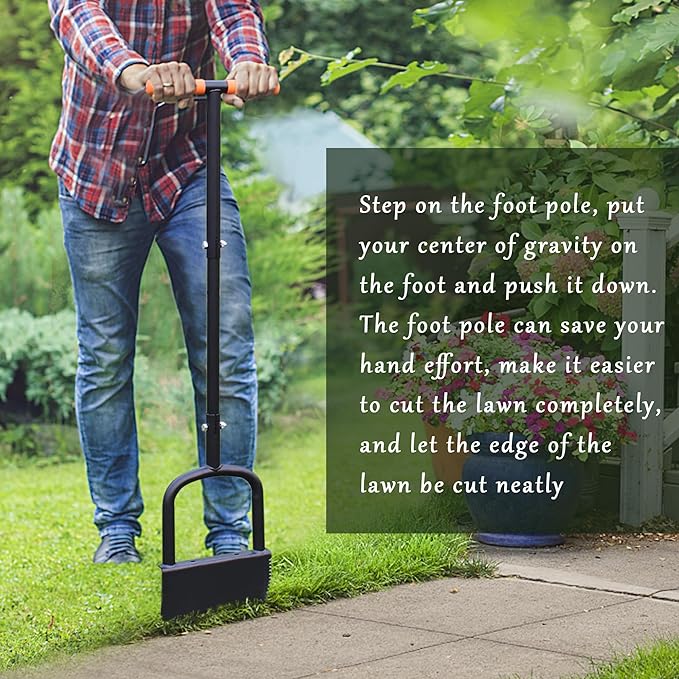 Height Adjustable Garden Edger Tool, Hand Steel Edger, Half Moon Lawn Edger, Saw-Tooth with Very Sharp Blade Manual Edger