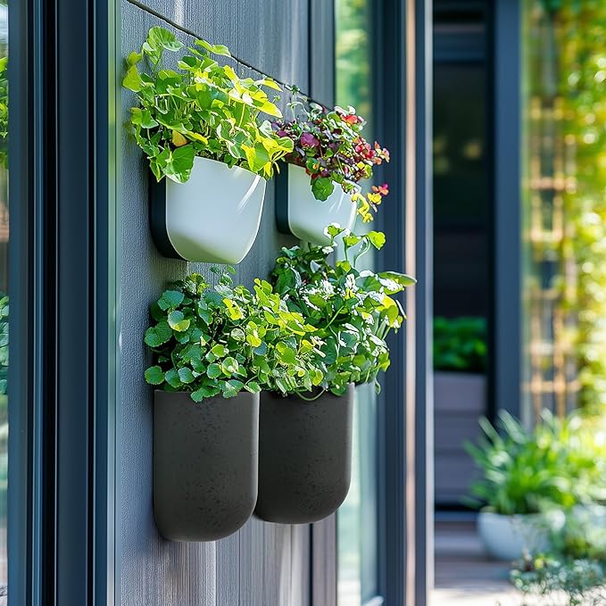 La Jolie Maison Wall Hanging Planters for Indoor Plants,Hanging Flower Pots for Air Plants Succulent, Set of 2, 6 Inch, Concrete Gray