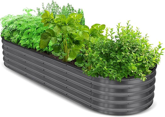 Utopia Home Galvanized Raised Garden Bed Kit 6x2x1ft, Planter Box Raised Garden Beds Outdoor, Easy Assembly Metal Raised Bed for Gardening Vegetables, Fruits, Flowers - Pack of 01 - Dark Grey
