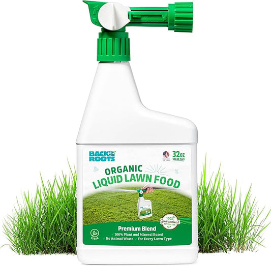 Back to the Roots 100% Organic USA-Made Liquid Lawn Food 32oz Covers 2,000 sq ft Safe for Pets and All Lawn Types