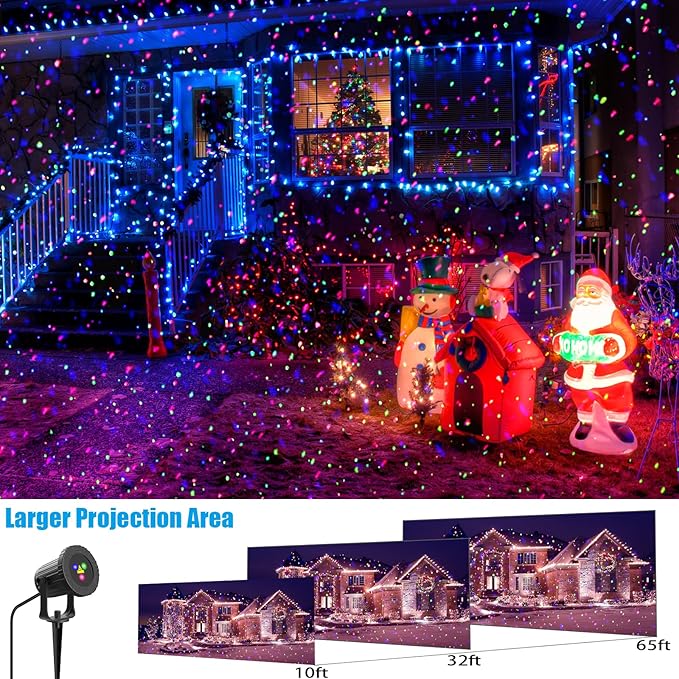 Laser Christmas Projector Lights, RGB 3 Colors Firefly & Stars Light Show, Outdoor Christmas Decorations for Yard/House/Garden/Party, Gift, Home Decor