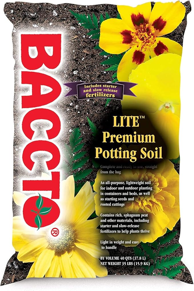 1440 Baccto Lite Premium Potting Soil for Gardening, Seed Starting, Propagation, and More, 40 Quart Bag (2 Pack)