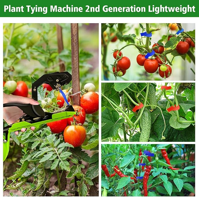 Plant Tying Machine, Ultra-light Plant Tape Gun Tool to Tie Up Vine Quickly, Second Generation Garden Plant Tie Machine, Suitable for Outdoor Tomatoes Vegetable and Fruit with Shears, Tapes and Staple