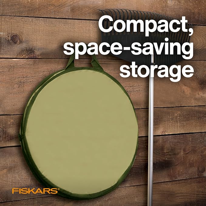 Fiskars Kangaroo Collapsible Garden Bag for Yard Waste, 10 Gallon Reusable Container for Lawn Care and Gardening