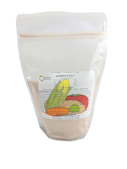 Greenway Biotech Azomite Rock Dust Volcanic Ash Organic Fertilizer with Micronutrient and Trace Minerals- Natural Mineral Soluble Plant Fertilizers for Enhances and Increases Crop Yield (1 Pound)