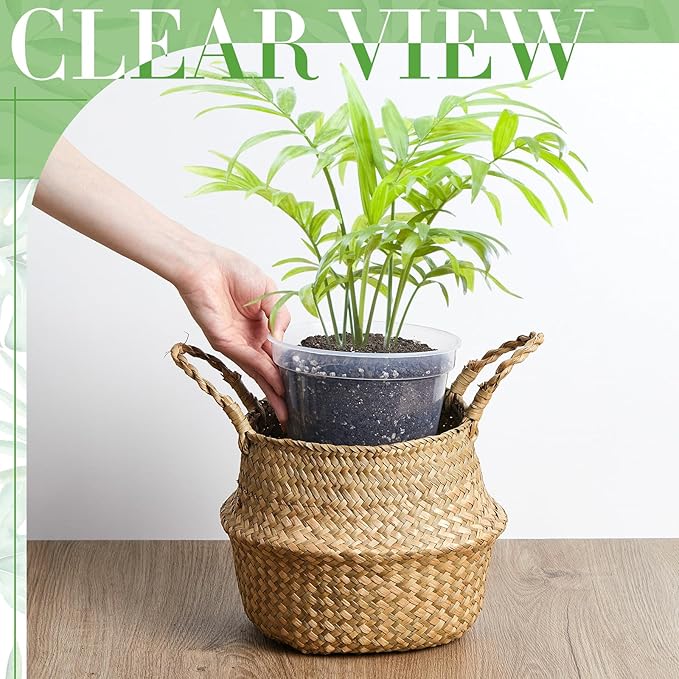 Vesici Large Size Clear Nursery Pots Variety Pack Plant Pots with Drainage Holes Planters for Indoor Plants Flexible Transparent Plastic Plant Bottle Succulents(12 Pcs,5/7/9 Inch)