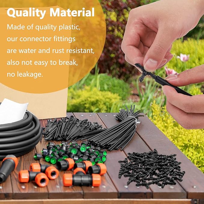 50 Pieces Drip Irrigation Fittings, 1/4 Inch Barbed Tee Fittings, Barbed Connectors for 1/4 Inch Irrigation Tubing for Drip Sprinkler Garden Lawn System
