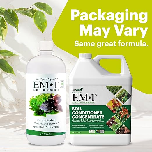 TeraGanix EM-1 Plant Growth, Microbial Inoculant Concentrate (1 Btl = 16 Gal), Soil Conditioner, Root Enhancer, Liquid Probiotic for Soils & Plants, Seed Germination, Garden, Lawn Care (16 fl oz)