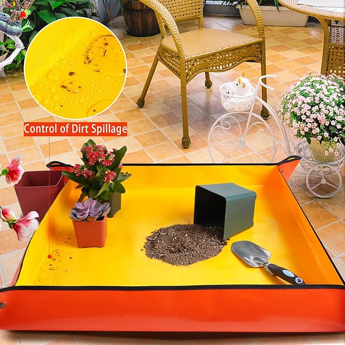 Extra Large Repotting Mat for Indoor Plants & Potting Soil Mat Portable Potting Tray Reusable Gardening Mat Garden Gift for Women Men (39.5"X39.5")