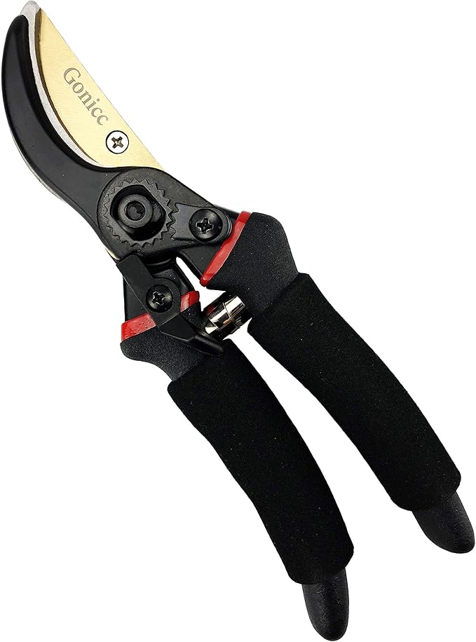 gonicc 8" Professional Premium Titanium Bypass Pruning Shears (GPPS-1003), Hand Pruners, Garden Clippers.
