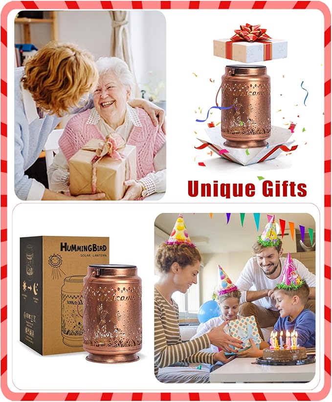 Nacome Bird Solar Lantern for Garden Decor: Waterproof Hanging Metal Decoration with LED Lights for Yard Lawn Porch Patio Landscape Pathway โ Birthday Gifts for Mom Grandma Women