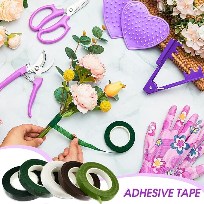 WILLBOND 10 Pcs Rose Thorn Stripper Tool Valentines Gifts Florist Supplies Rose Thorn Remover Kit Garden Remover for Flower Stripper Kit Florist Tool, Floral Gloves Tape(Purple,Heart)