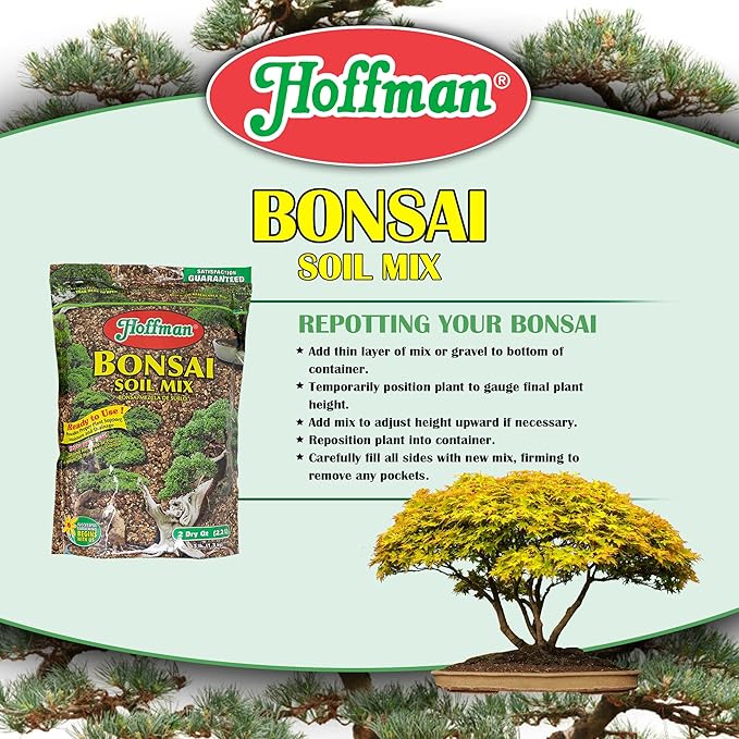 Hoffman Ready to Use Bonsai Soil Potting Mix to Provide Proper Support, Moisture, and Drainage, 2qt Bag, 2 Pack