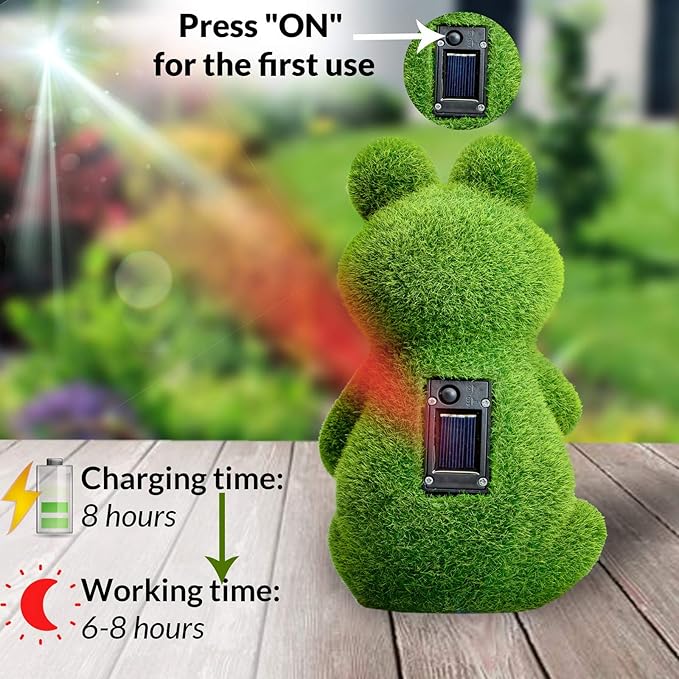 Large Frog with Light Up Eyes for Outdoors - Solar Powered Garden Frog Statue, Whimsical Outdoor Decor - Frog Solar Outdoor