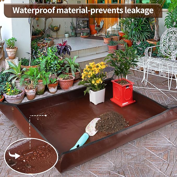 39.5" X 31.5" Large Repotting Mat for Indoor Plants Transplanting and Dirt Control - Portable Potting Tray for Plant Lovers Gardening Gifts for Women Men