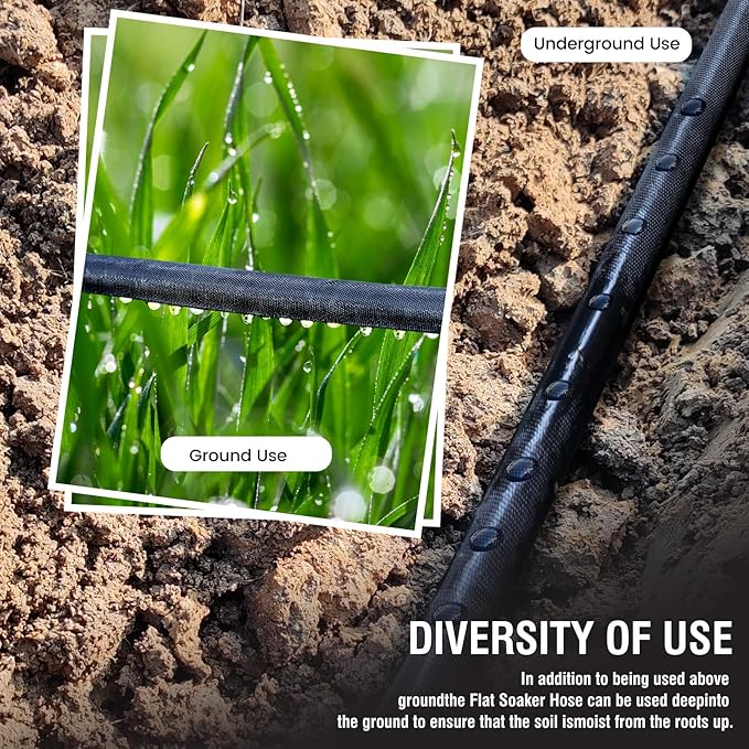 Soaker Hose 15ft for Garden Beds, Drip Irrigation Hose Saves 80% Water, Leak Proof Sprinkler Hose For Garden, Lawn, Flower Bed, Vegetable Field (15FT)