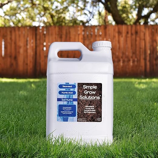 Organic Super Seaweed Humic Acid Blend for Lawn & Plants - Soil Treatment for Turf Grass and Garden- Liquid Sea Kelp -Soil Hume- Increase Nutrient Uptake - Use with Fertilizer Program (2.5 Gallon)