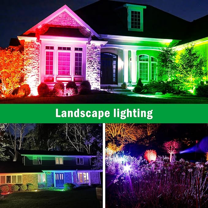 Spot Lights Outdoor for Yard, RGB Spotlight Outdoor 12W Color Changing Landscape Lighting with Remote Control Outdoor Spotlight Decorations Garden Patio 120V Waterproof Led Landscape Lights 2 Pack