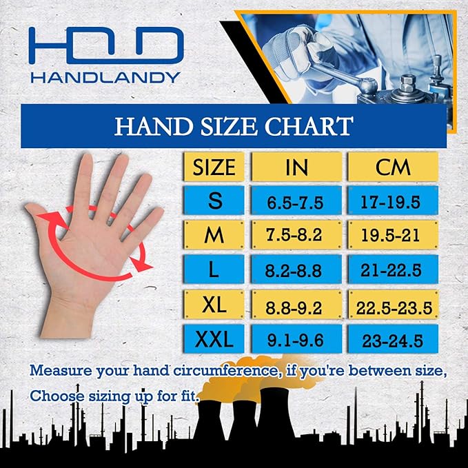 HANDLANDY Men Leather Gardening Gloves, Utility Work Gloves for Mechanics, Construction, Driver, Dexterity Breathable Design