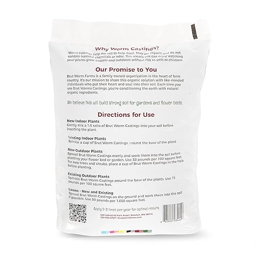Brut Organic Worm Castings – 5 LB – Garden's Elixir for Thriving Blooms & Harvests!