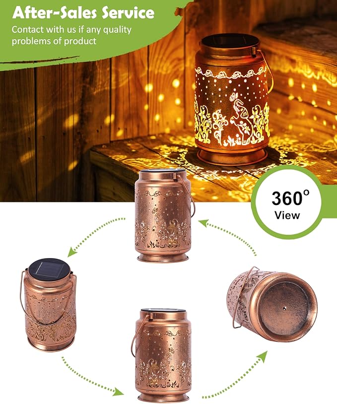 Nacome Elephant Solar Lantern for Garden Decor: Waterproof Hanging Metal Decoration with LED Lights for Yard Lawn Porch Patio Landscape Pathway โ Birthday Gifts for Mom Grandma Women