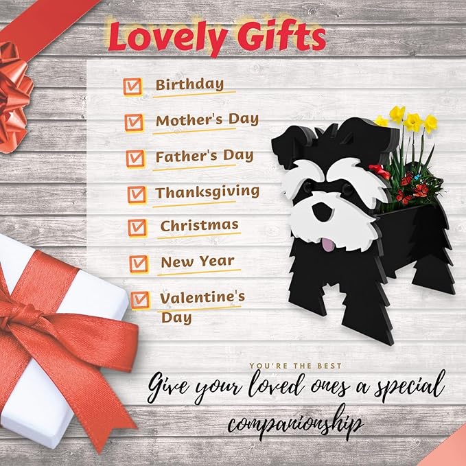 Black Schnauzers Dog Planter Plant Pots,Cute Garden Dog Flower Planter,Dog Planters Birthday Gifts for Women,Office,Indoor/Outdoor Decor(9.45 * 9.06 * 11.81in)