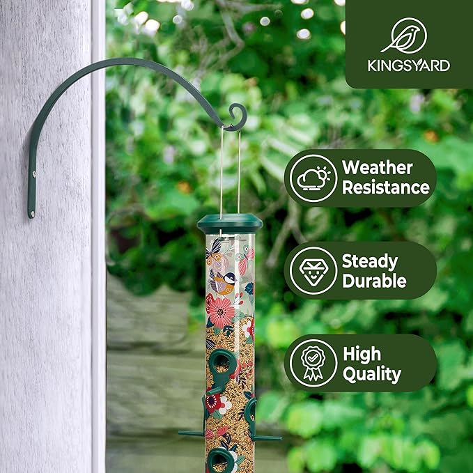 Kingsyard 2-Pack Wall Plant Hanger Outdoor - Heavy Duty Metal Hanging Bracket Hooks for Hanging Plant, Bird Feeders, Lanterns, Wind Chimes Outdoor & Indoor, 14-Inch/Green