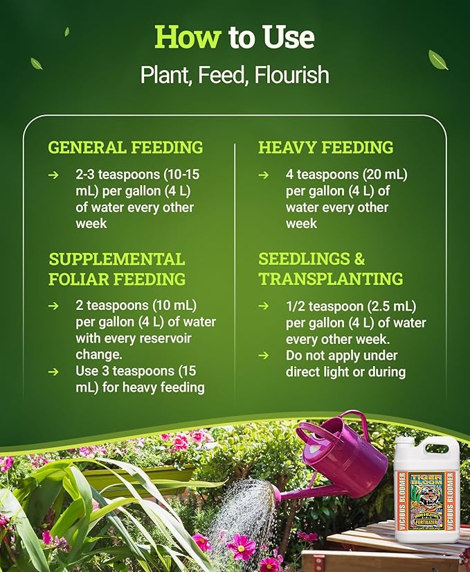 FoxFarm Tiger Bloom Liquid Fertilizer Concentrate - Fast Acting Formula for Vicious Growth with Phosphorus - Encourages Fruit, Flower & Bud Development, NPK 2-8-4 (2.5 Gallons)