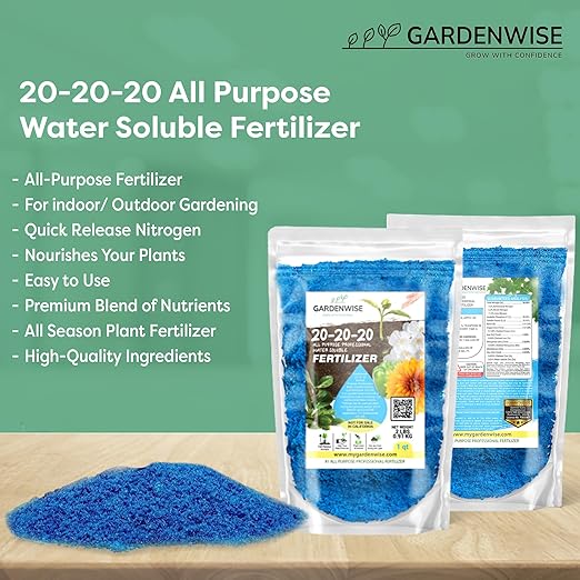 20-20-20 Water-Soluble Fertilizer – Powder for Liquid Plant Food for Indoor & Outdoor Plants, Orchids, Vegetables, Lawns, Flowers – 20 20 20 Fertilizer (1/2 Quart)