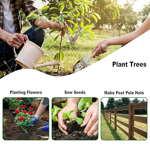 Heavy-Duty T-Shaped Hand Drill Auger Post Hole Digger with Non-Slip Handle - 4" & 6" x 38" Spiral Drill Bit for Planting Bulbs, Trees, Fences, Umbrella Holes in Garden & Soft Soil