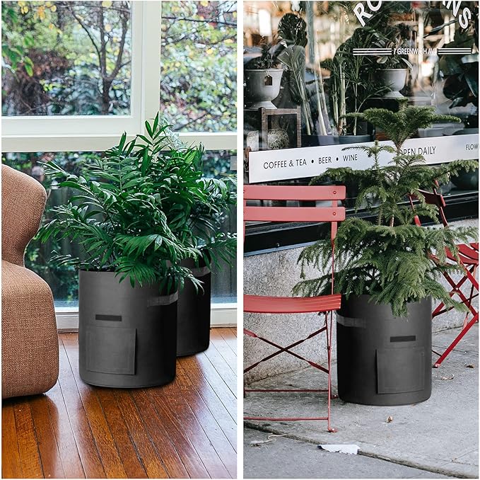 6 Pack 10 Gallon Potato Grow Bags, Heavy Duty Nonwoven Fabric Garden Planting Bag Plant Container with Flap and Handles, Aeration Fabric Pots for Growing Vegetable, Fruits and Flowers