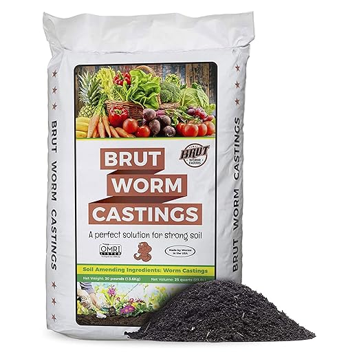 Brut Organic Worm Castings – 30 Lb – Garden's Elixir for Thriving Blooms & Harvests!