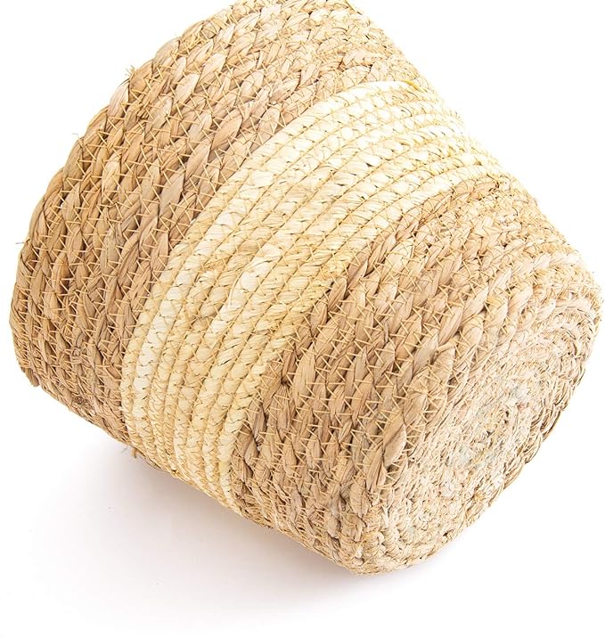 Plant Pots for Indoor Plants, Seagrass Plant Basket Flower Pots Cover, Plant Containers,9.8 inch,Beige&Brown, Set of 3