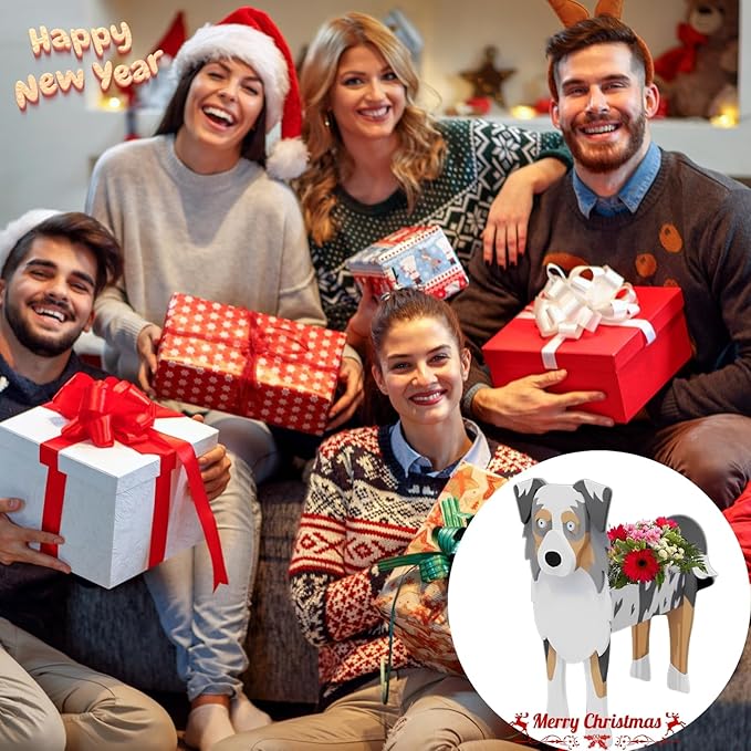 Australian Shepherd Dog Planter Plant Pots,Cute Garden Dog Flower Planter,Dog Planters Birthday Gifts for Women,Office,Indoor/Outdoor Decor(9.45 * 5.51 * 13.82in)