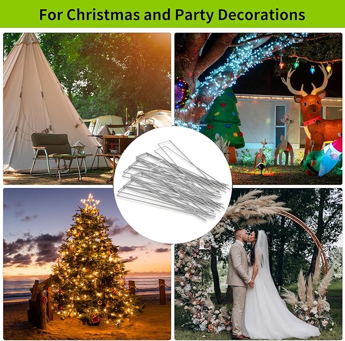 CEWOR 200 Pack Landscape Staples 6 Inches, 11 Gauge Galvanized Landscape Fabric Stakes Metal Garden Ground Stakes Sod Pins for Lawn, Barrier Fabric, Holding Fence, Ground Cover