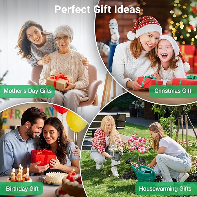 Solar Garden Lights Outdoor, 8 Pack Blooming Lily Solar Flowers Outdoor Waterproof, 7 Color Changing Bigger Flower Lights for Yard Patio Decor, Gift for Mom