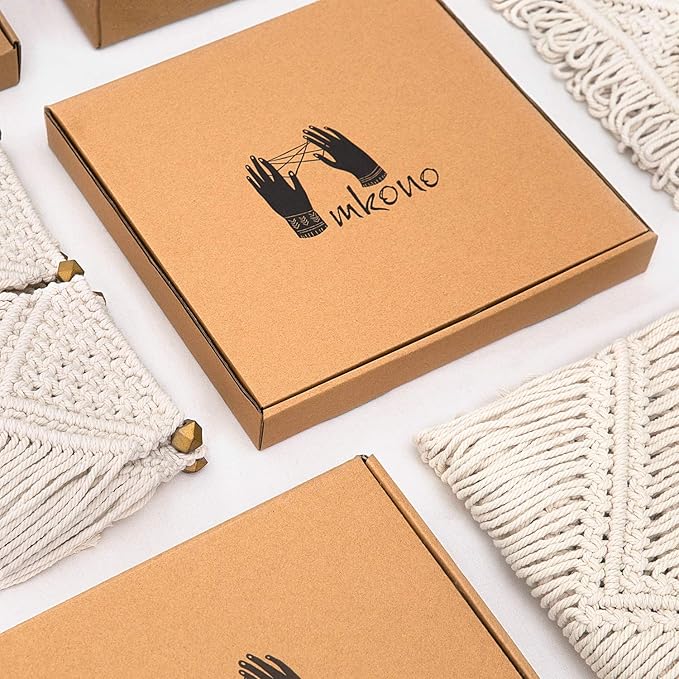 Mkono Macrame Plant Hangers, 5 Pack Different Tiers Indoor Hanging Planters Basket with 5 Hooks Decorative Flower Pots Holder Stand Boho Home Decor, Ivory