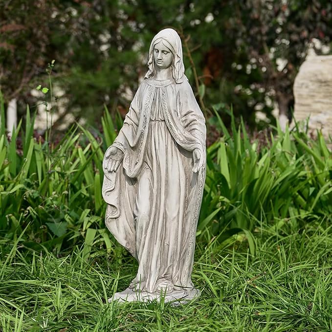 Virgin Mary Statue, Outdoor Garden Religious Decorations, Outdoor Mother Mary Statue, Garden Sculptures & Statues for Home Yard Patio Lawn Deck Hallway