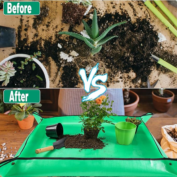 39" X 39" Extra Large Repotting Mat for Indoor Plant Transplanting and Dirt Control, Portable Potting Tray Succulent Planting Mat Gardening Gifts for Plant Lovers