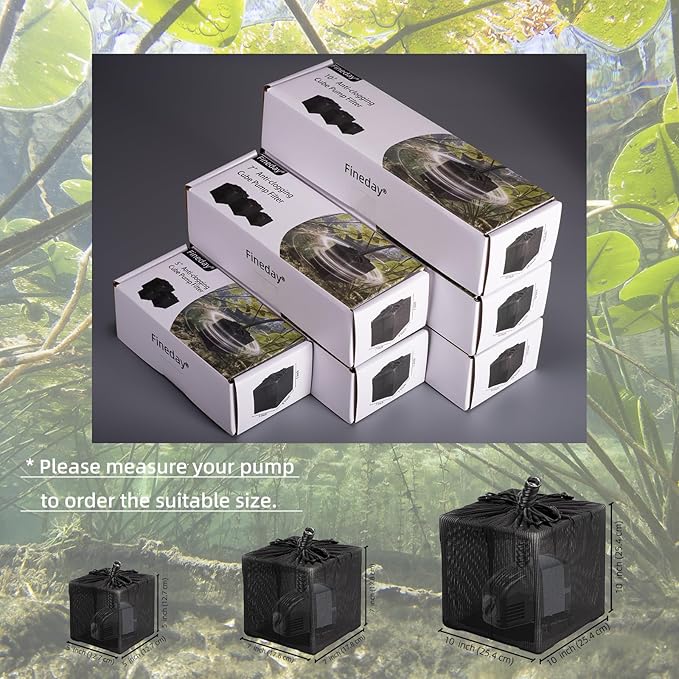 Fineday Pond Filter, Anti-Clogging Cube Outdoor Mesh Water Pump Barrier Bag Box Basket (10 inch)